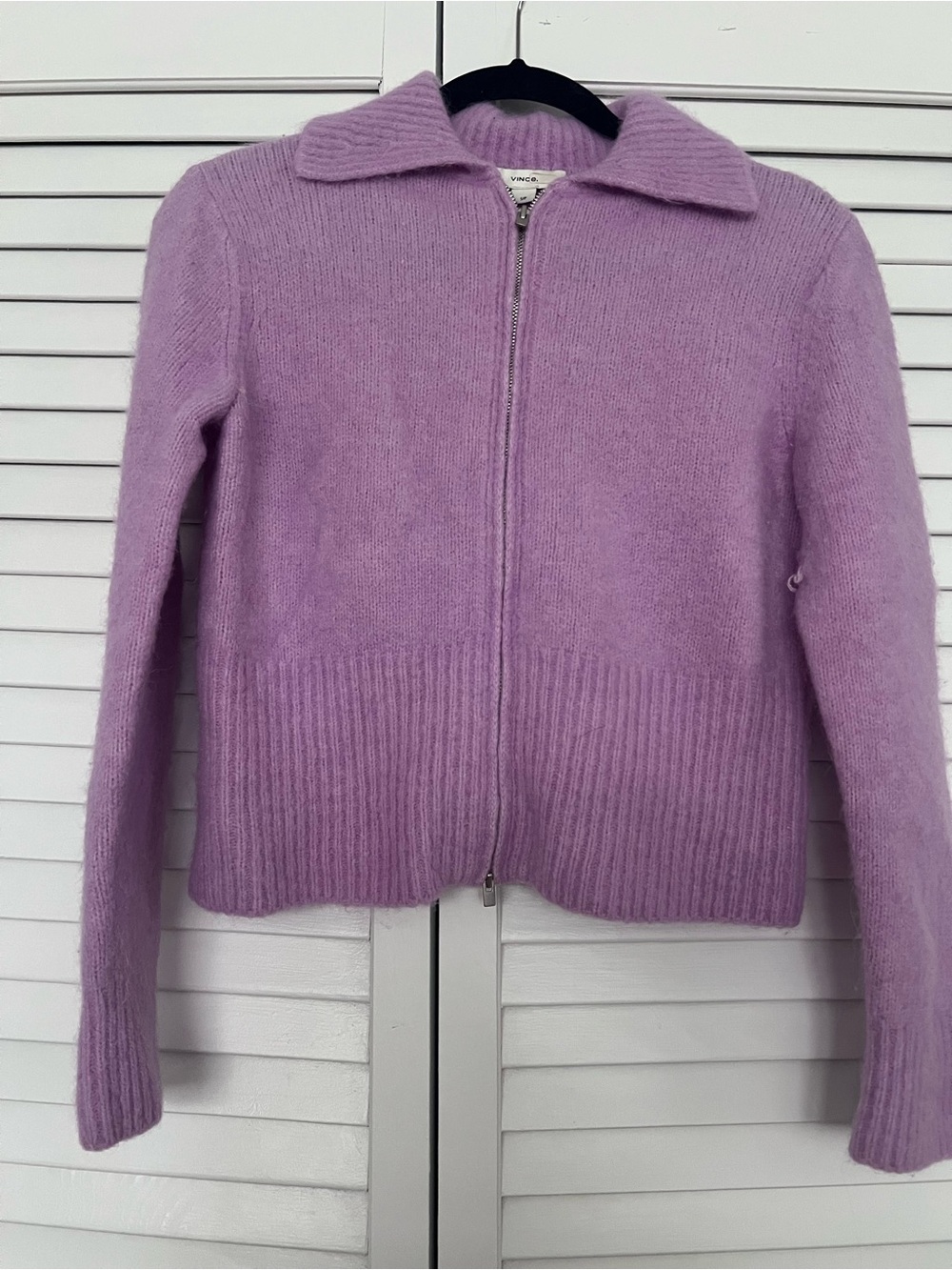 Vince Lilac Zip-Up Collared Cardigan